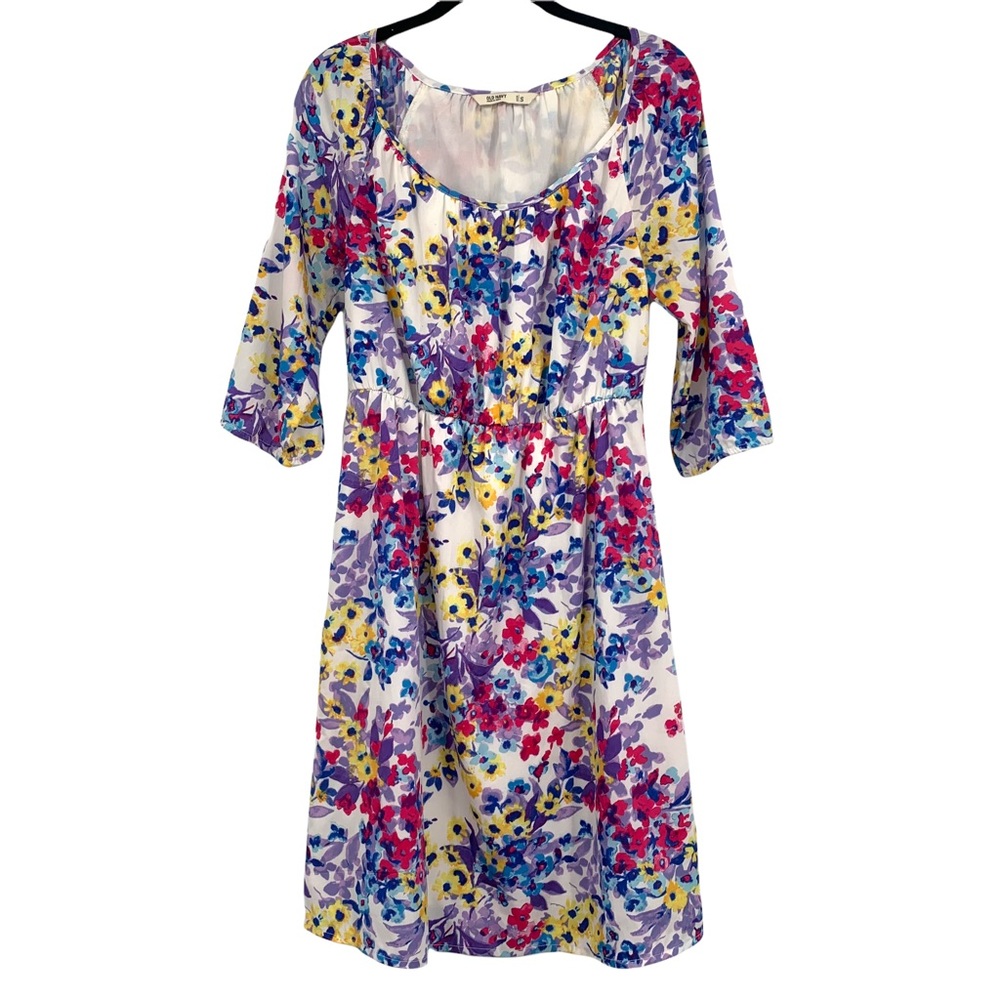 Old Navy Floral 3/4 Sleeve Fit and Flare Dress Small